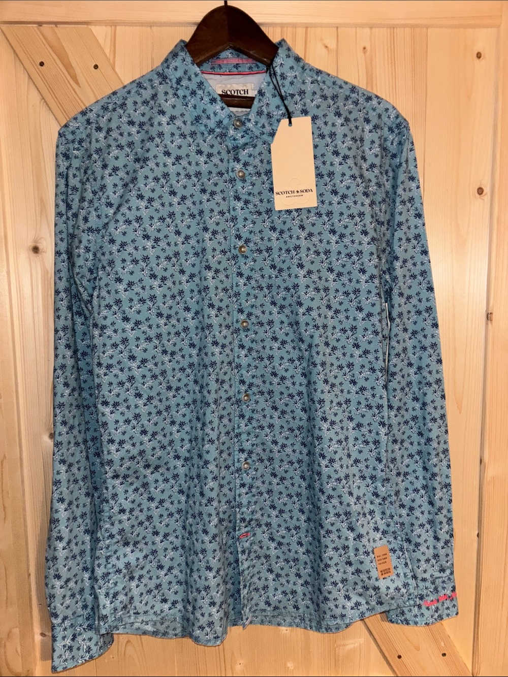 Scotch & Soda Blue Floral Print Button-Down Shirt